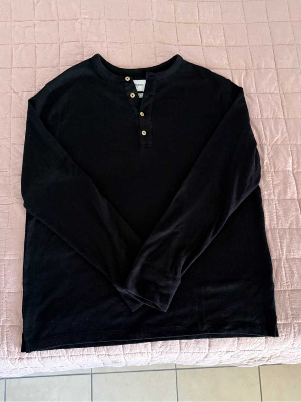 Goodfellow & Co Black Waffle Knit Polo Henley